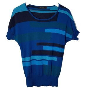 The Limited Merino Wool Sweater Women’s M Blue Green Black Scoop Neck.